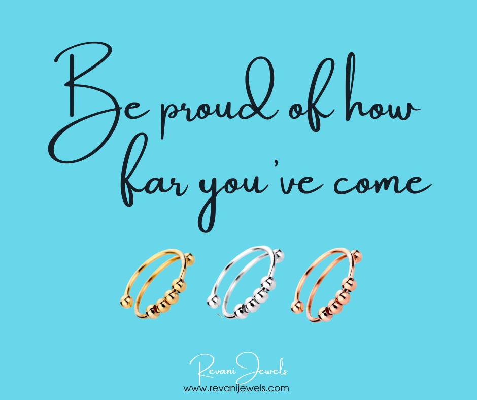 Sleek spinner bead ring in silver, gold, or rose gold. Combines style and calm with smooth spinning beads for focus and relaxation.