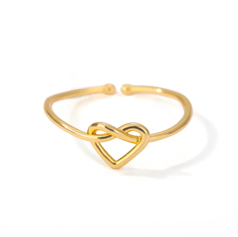 Adjustable gold-plated hollow heart ring, symbolizing self-love, positivity, and the beauty of an open and resilient heart.